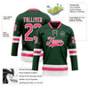 Custom Green Neon Pink-White Hockey Lace Neck Jersey