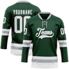 Custom Green White-Gray Hockey Lace Neck Jersey