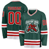 Custom Green Red-White Hockey Jersey