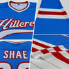 Custom Powder Blue White-Red Hockey Jersey