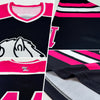 Custom Black Pink-White Hockey Jersey