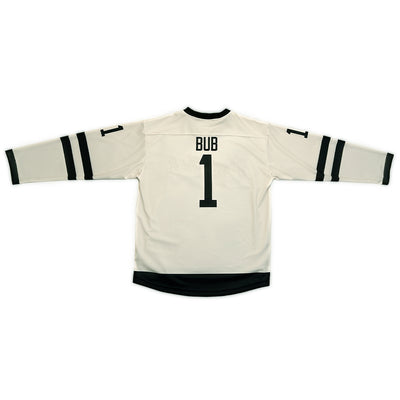 Custom Cream Black Damon Darling Strugglin Wid It Slogan BUB Hockey Jersey