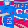 Custom Sky Blue White-Pink Hockey Lace Neck Jersey