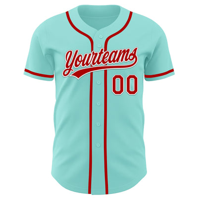 Custom Ice Blue Red-White Authentic Baseball Jersey