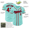 Custom Ice Blue Red-Navy Authentic Baseball Jersey