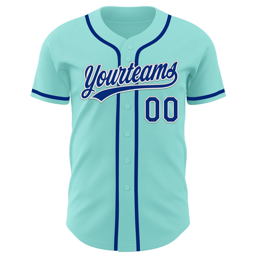 Custom Ice Blue Royal-White Authentic Baseball Jersey