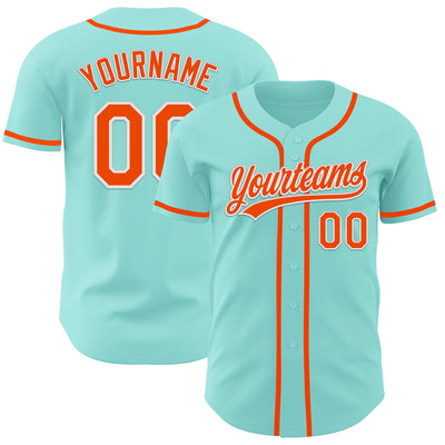 Custom Ice Blue Orange-White Authentic Baseball Jersey