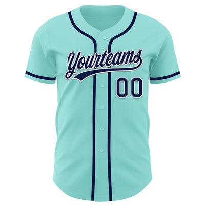 Custom Ice Blue Navy-White Authentic Baseball Jersey