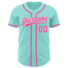 Custom Ice Blue Pink-White Authentic Baseball Jersey