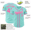 Custom Ice Blue Pink-White Authentic Baseball Jersey