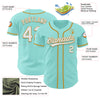 Custom Ice Blue White-Old Gold Authentic Baseball Jersey