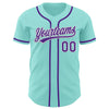 Custom Ice Blue Purple-White Authentic Baseball Jersey