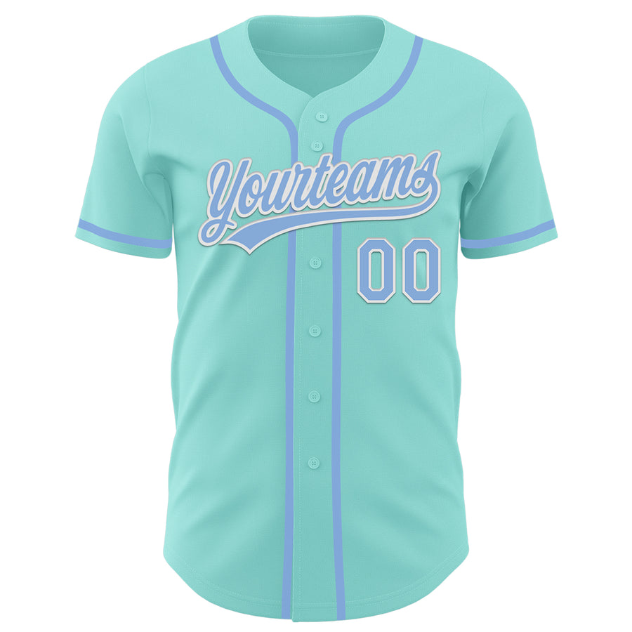 Custom Ice Blue Light Blue-White Authentic Baseball Jersey