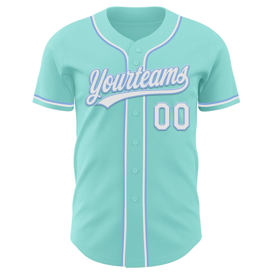 Custom Ice Blue White-Light Blue Authentic Baseball Jersey