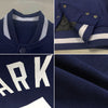 Custom Navy White Bomber Full-Snap Varsity Letterman Jacket