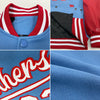 Custom Light Blue White-Red Bomber Full-Snap Varsity Letterman Two Tone Jacket