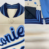 Custom Cream Navy-Light Blue Bomber Full-Snap Varsity Letterman Two Tone Jacket