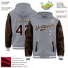 1Custom Gray Brown-White Bomber Full-Snap Varsity Letterman Two Tone Hoodie Jacket (Copy)