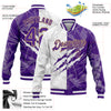 Custom Graffiti Pattern Purple-Old Gold Scratch 3D Bomber Full-Snap Varsity Letterman Jacket