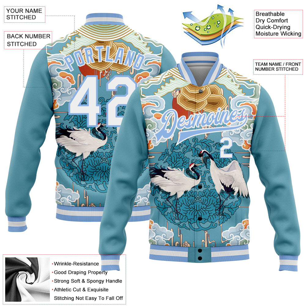 Maker of Jacket NFL Miami Dolphins Light Blue and Orange Varsity