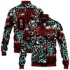 Custom Graffiti Pattern Black-Red Abstract Grunge Art 3D Bomber Full-Snap Varsity Letterman Jacket