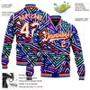 Custom Graffiti Pattern White-Orange Abstract Geometric Grunge Urban Street Art 3D Bomber Full-Snap Varsity Letterman Jacket