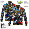 Custom Graffiti Pattern Black-Old Gold Grunge Art 3D Bomber Full-Snap Varsity Letterman Jacket