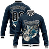 Custom Navy Black-White Guitar Rock Star Music Festival 3D Pattern Design Bomber Full-Snap Varsity Letterman Jacket