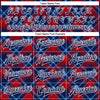 Custom Navy Red-Light Blue Check Board 3D Pattern Design Bomber Full-Snap Varsity Letterman Jacket