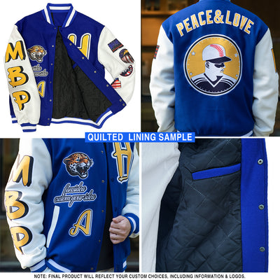 Custom Cream White-Aqua Check Board 3D Pattern Design Bomber Full-Snap Varsity Letterman Jacket