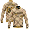 Custom City Cream Old Gold Black-Light Pink Check Board 3D Pattern Design Bomber Full-Snap Varsity Letterman Jacket