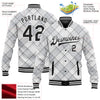 Custom White Black Check Board 3D Pattern Design Bomber Full-Snap Varsity Letterman Jacket