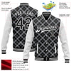 Custom Black White Check Board 3D Pattern Design Bomber Full-Snap Varsity Letterman Jacket