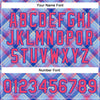 Custom Light Blue Neon Pink Thunder Blue-Cream Check Board 3D Pattern Design Bomber Full-Snap Varsity Letterman Jacket