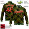 Custom Green Red-Cream Check Board 3D Pattern Design Bomber Full-Snap Varsity Letterman Jacket