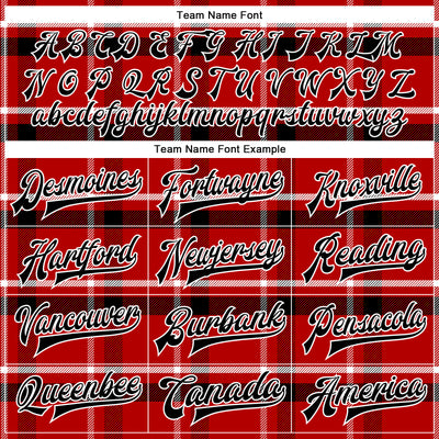 Custom Red Black-White Classic Western Plaid 3D Pattern Design Bomber Full-Snap Varsity Letterman Jacket