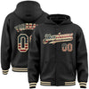 Custom Black Vintage USA Flag-Cream Bomber Full-Snap Varsity Letterman Hoodie Jacket