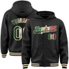 Custom Black Vintage Mexican Flag-Cream Bomber Full-Snap Varsity Letterman Hoodie Jacket