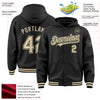 Custom Black Cream Bomber Full-Snap Varsity Letterman Hoodie Jacket