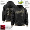 Custom Black Cream Bomber Full-Snap Varsity Letterman Hoodie Jacket