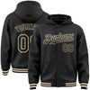 Custom Black Cream Bomber Full-Snap Varsity Letterman Hoodie Jacket