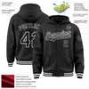 Custom Black White Bomber Full-Snap Varsity Letterman Hoodie Jacket