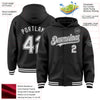 Custom Black White Bomber Full-Snap Varsity Letterman Hoodie Jacket