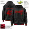 Custom Black Red Bomber Full-Snap Varsity Letterman Hoodie Jacket