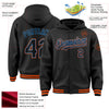 Custom Black Powder Blue-Orange Bomber Full-Snap Varsity Letterman Hoodie Jacket