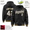 Custom Black White-Old Gold Bomber Full-Snap Varsity Letterman Hoodie Jacket