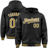 Custom Black Old Gold-White Bomber Full-Snap Varsity Letterman Hoodie Jacket