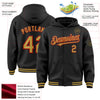 Custom Black Old Gold-Red Bomber Full-Snap Varsity Letterman Hoodie Jacket