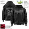 Custom Black Gray Bomber Full-Snap Varsity Letterman Hoodie Jacket