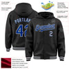 Custom Black Royal-Gray Bomber Full-Snap Varsity Letterman Hoodie Jacket